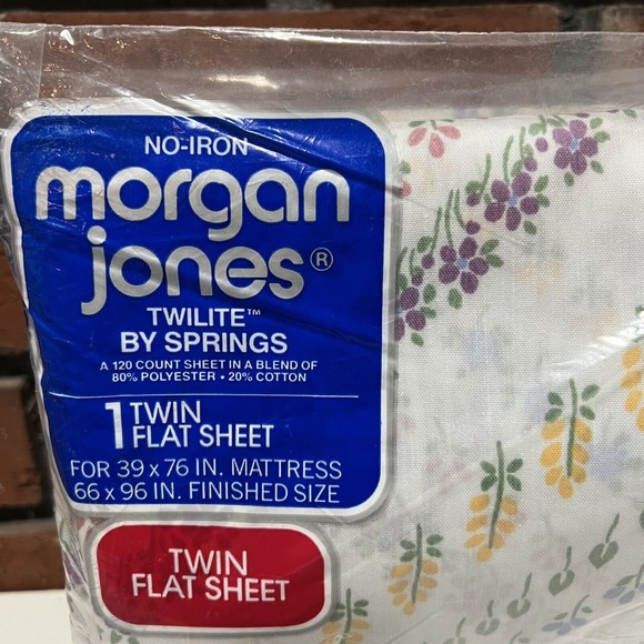 2 Vintage Morgan Jones Country Gardens Springs Twin Flat Sheet No-Iron Twilite - Picture 3 of 9